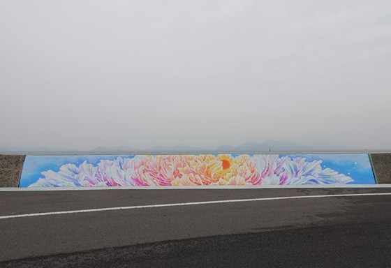 田林の護岸に描かれた絵画『天の花』